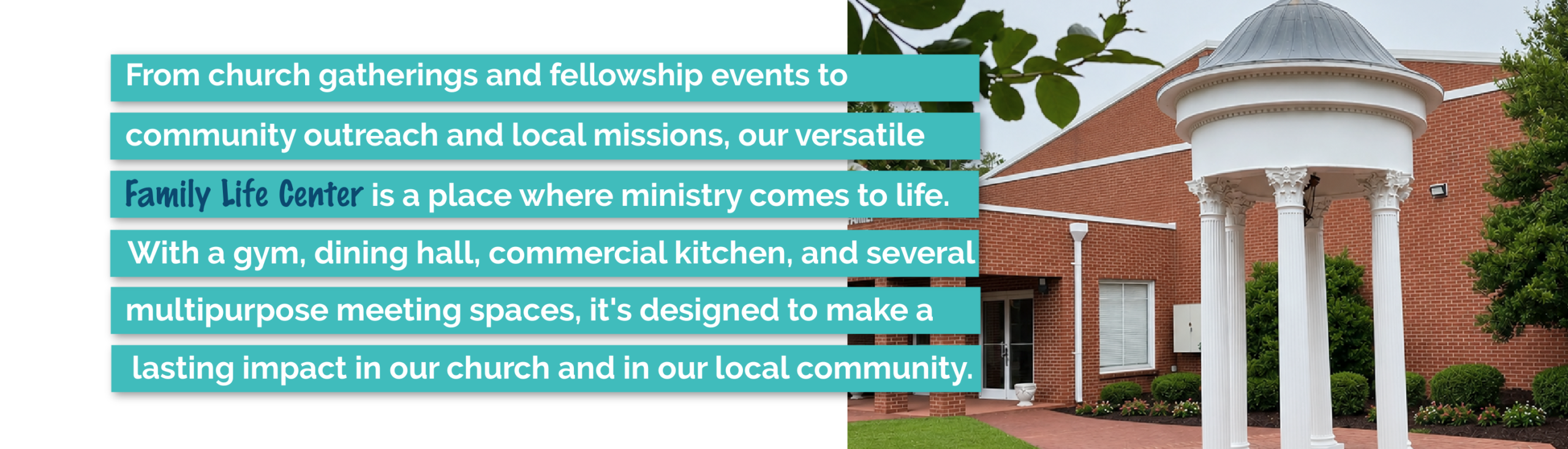 The Family Life Center at Clemmons First Baptist Church provides space for fellowship, outreach, recreation, and ministry activities that serve the church and community.