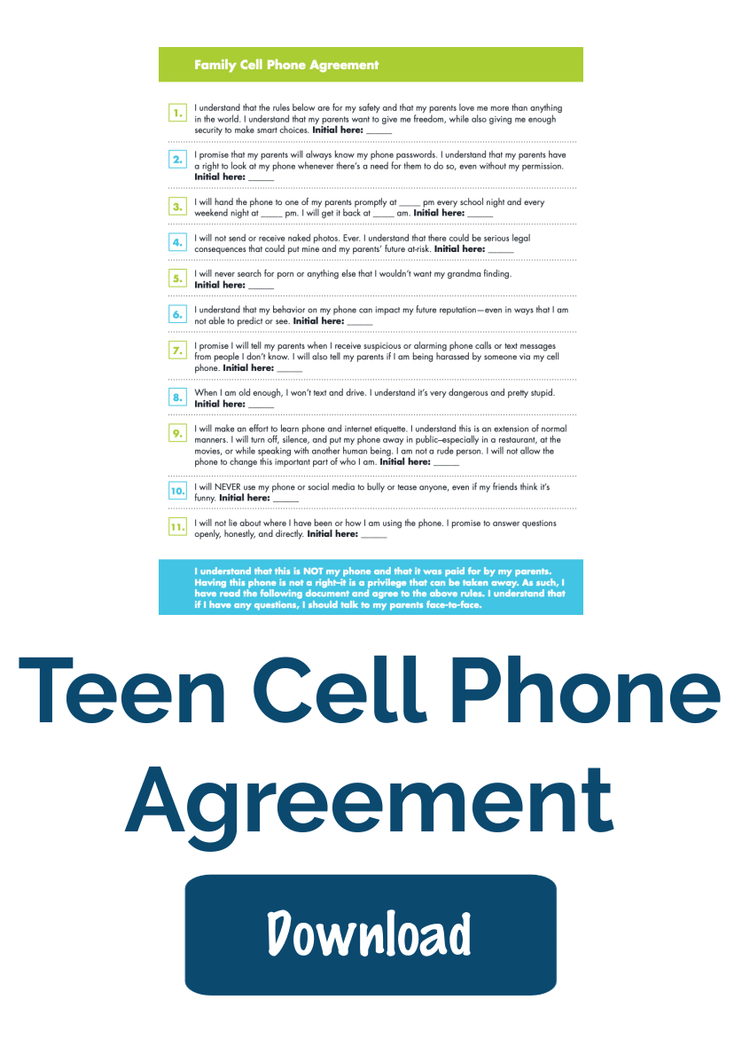 Teen Cell Phone Agreement