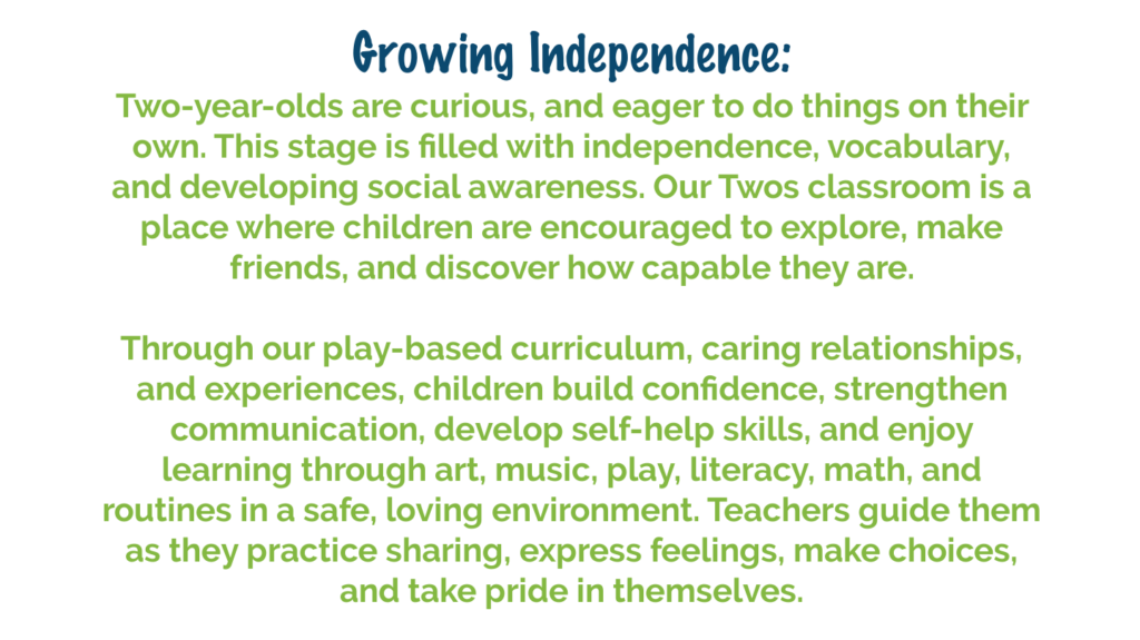 2 Year Old Preschool program building independence, communication, and social skills at Clemmons First Baptist Preschool